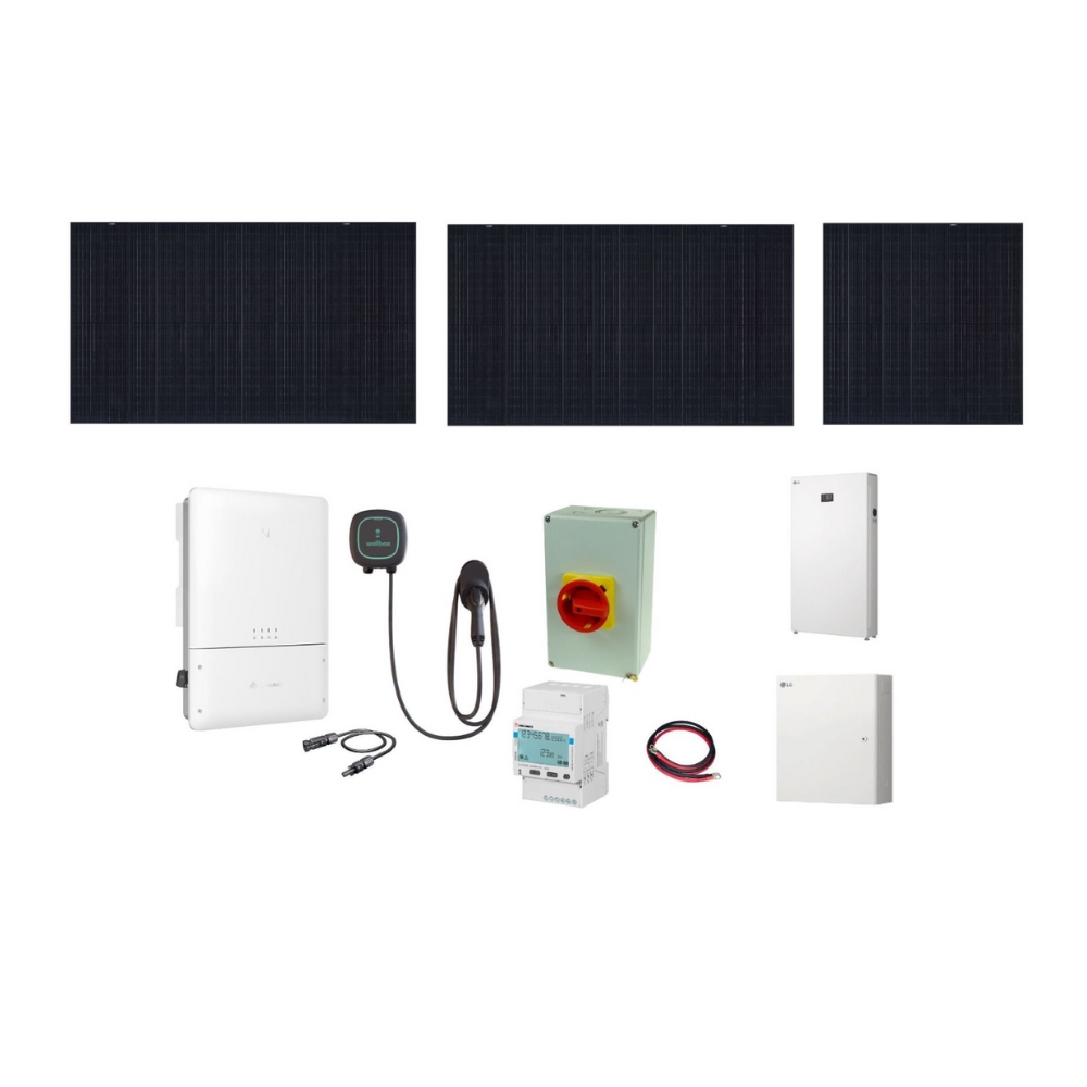 8kW EV Solar+Battery Charging System Supports – 8.4kW of REC Solar, 7.7kW GoodWe inverter, LG Home 8 ESS with LG Smart Energy Box and Pulsar Plus 48A EV Charger