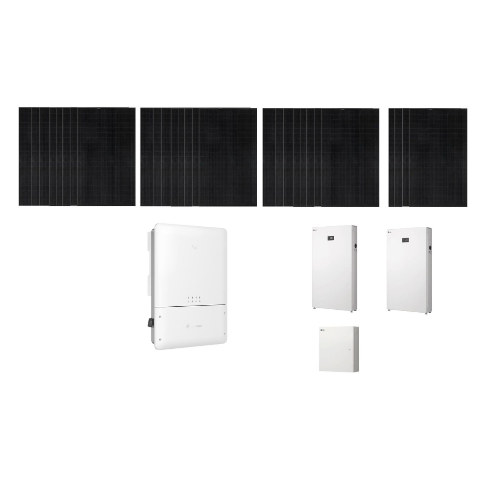 Grid-tied Solar Kit & Energy Storage System – 11.7 kW Array of REC Solar Modules, 9.6kW GoodWe and Two LG Home 8 ESS